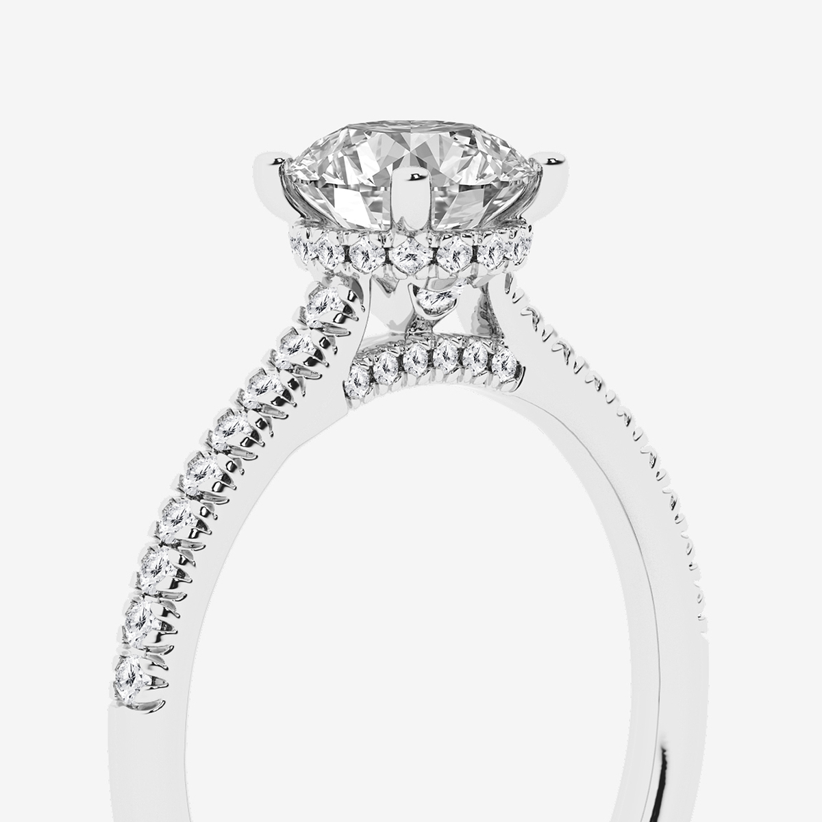 Additional Image 2 for  1 1/3 ctw Round Lab Grown Diamond Hidden Halo Engagement Ring